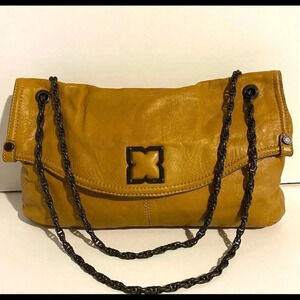 Bcbgmaxazria mustard leather shoulder handbag